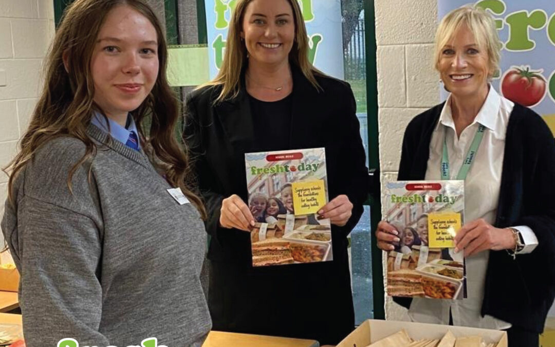 Freshtoday Midlands team member Martina O'Hara presenting healthy school meals information at a school event